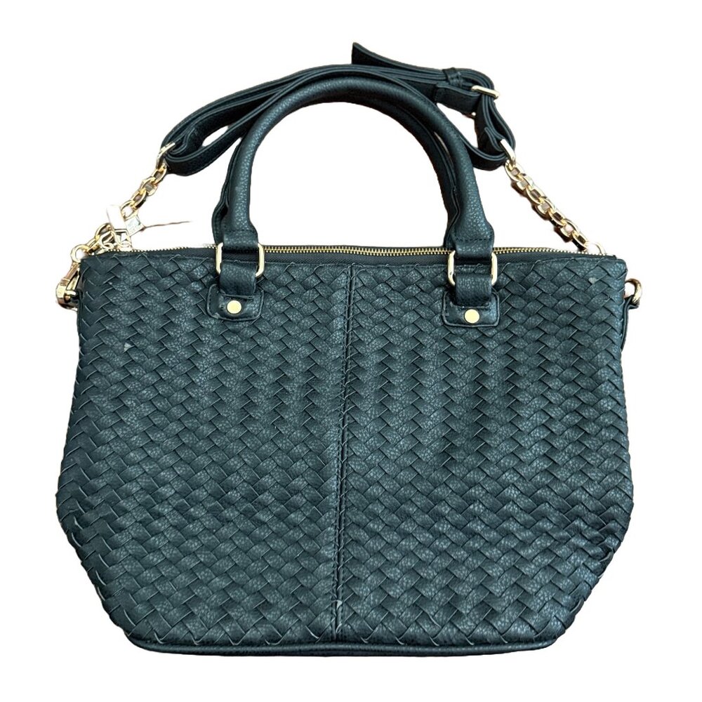 Deux Lux Varick Satchel Black Faux Leather Handbag